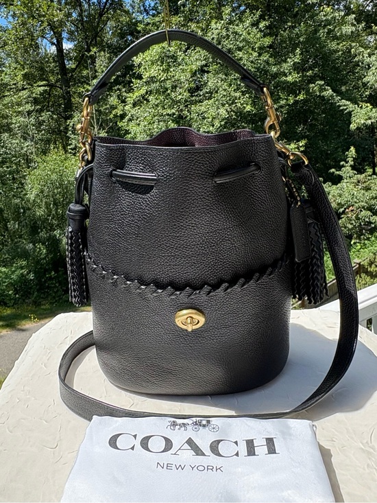 Coach Handbags - COACH Lora Bucket Bag With Whipstitch Detail In Black 651